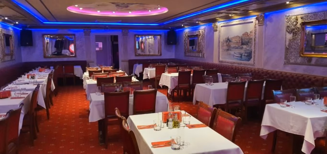Unikat 2 dining hall under blue lighting
